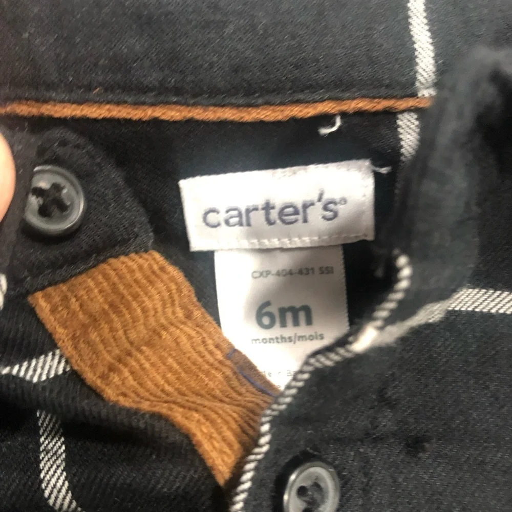 Baby Boys‎ Shirt Lot Of 2 0-6 Months Carter's Me & Henry Black Striped Plaid